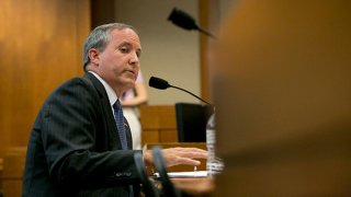 Texas Attorney General Ken Paxton testifies in front of the Senate Committee on Health and Human Services, just a few days before a grand jury indicts him on three felonies.Two charges of first-degree securities fraud and one count of third-degree failure to register.