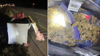 Police are investigating how a refrigerator loaded with marijuana ended up on Interstate 45 in southern Dallas County.