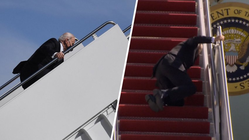 Biden tropieza y cae al subir al avión presidencial