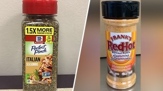 McCormick Perfect Pinch Italian Seasoning; Frank’s RedHot Buffalo Ranch Seasoning.