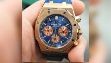 One of the 41 counterfeit watches seized by authorities at LAX in April and May 2023.