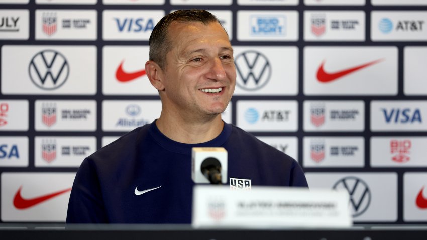 Head coach Vlatko Andonovski of Team United States speaks to members of the media at Dignity Health Sports Park on June 27, 2023 in Carson, California.