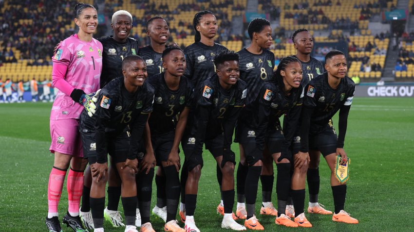 WELLINGTON, NEW ZEALAND – JULY 23: Players of South Africa pose for a team photo prior to the FIFA Women’s World Cup Australia & New Zealand 2023 Group G match between Sweden and South Africa at Wellington Regional Stadium on July 23, 2023 in Wellington, New Zealand. (Photo by Maja Hitij – FIFA/FIFA via Getty Images)