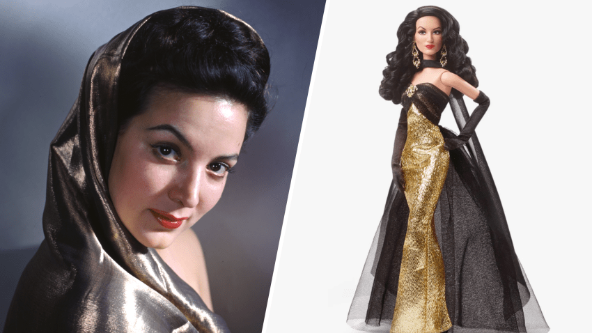 (Left) María Felix; (Right) María Félix La Doña Barbie doll.