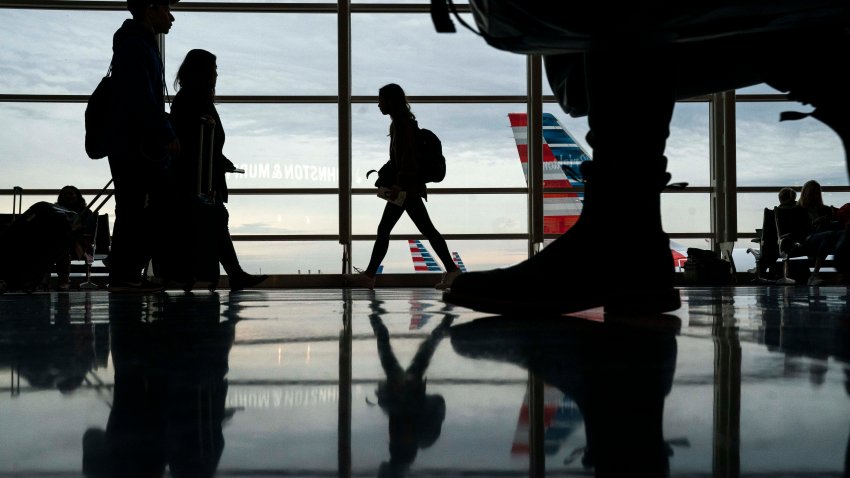 ARLINGTON, VA – NOVEMBER 27: Passengers move through Ronald Reagan National Airport on the day before the Thanksgiving holiday, November 27, 2019 in Arlington, Virginia. Both the American West and Midwest are facing significant weather events that could impact travelers. (Photo by Drew Angerer/Getty Images)