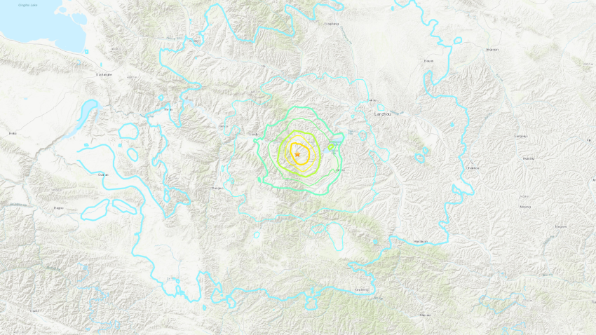 Map of the epicenter of China's earthquake on Dec. 18