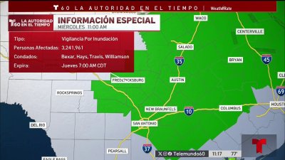 Emiten vigilancia de inundaciones para áreas del centro de Texas