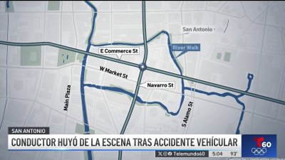 Conductor huye de la escena tras accidente vehicular entre E Commerce St y Navarro St