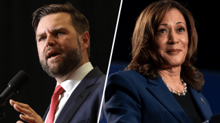 Republican vice presidential candidate Sen. JD Vance, R-Ohio (left) and Vice President Kamala Harris (right).