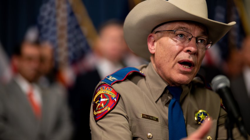 AUSTIN, TEXAS – JUNE 08: Texas Department of Public Safety Director Steve McCraw speaks during a news conference on June 08, 2023 in Austin, Texas. Gov. Abbott and Texas Department of Public Safety Director Steve McCraw joined bill authors, sponsors, legislators and law enforcement members in the signing of bills designated towards enhancing border security along the southern border. (Photo by Brandon Bell/Getty Images)