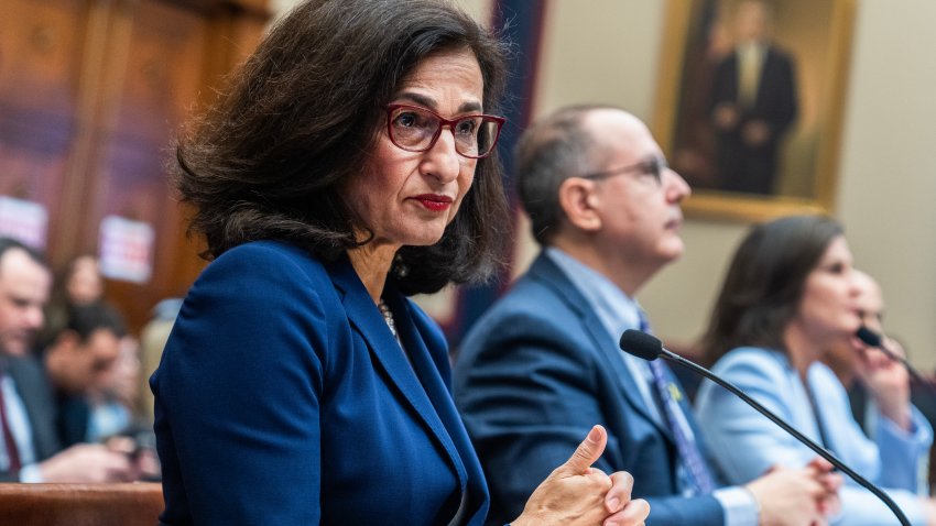 UNITED STATES – APRIL 17: Minouche Shafik, president of Columbia University, testifies during the House Education and the Workforce Committee hearing titled “Columbia in Crisis: Columbia University’s Response to Antisemitism,” in Rayburn building on Wednesday, April 17, 2024. (Tom Williams/CQ-Roll Call, Inc via Getty Images)