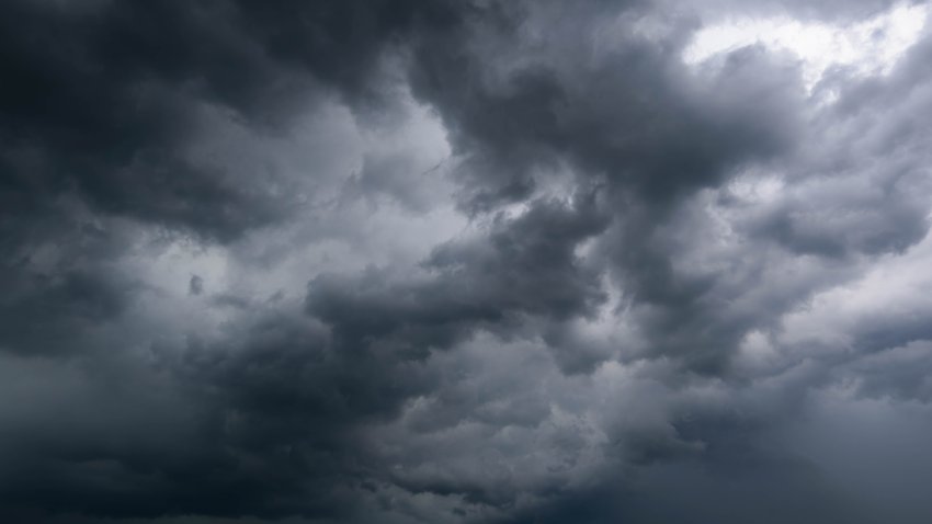 Dark cloud storm with thunder before raining