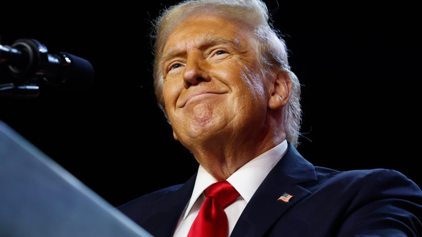 File –  Donald Trump arrives to speak during an election night event at the Palm Beach Convention Center on November 06, 2024 in West Palm Beach, Florida. Americans cast their ballots today in the presidential race between Republican nominee former President Donald Trump and Vice President Kamala Harris, as well as multiple state elections that will determine the balance of power in Congress.   (Photo by Chip Somodevilla/Getty Images)