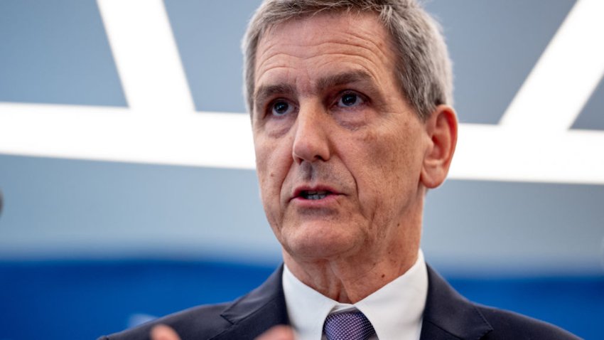 WASHINGTON, DC – MAY 30: Federal Aviation Administration Administrator Mike Whitaker speaks at a news conference on the FAA’s work to hold Boeing accountable for safety and production quality issues, at the Federal Aviation Administration Headquarters on May 30, 2024 in Washington, DC. The FAA gave Boeing 90 days to come up with a plan to improve their product quality after a new 737 Max 9 airplane’s door panel blew out mid-flight during an Alaska Airlines flight in January. (Photo by Andrew Harnik/Getty Images)