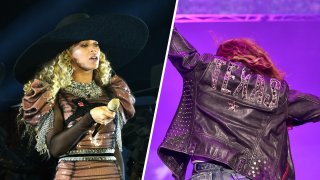 Beyonce vistiendo un traje personalizado de Gucci Panther actúa en el escenario durante 'The Formation World Tour' en el NRG Stadium el 7 de mayo de 2016 en Houston, Texas.