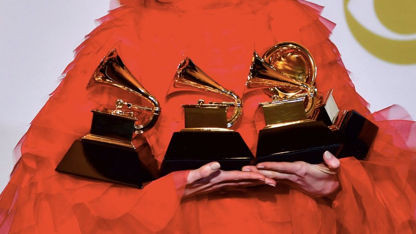 TOPSHOT – Kacey Musgraves poses with her awards for Album Of The Year “Golden Hour” and for Best Country Album with “Golden Hour”, Best Country Song “Space Cowboy” and Best Country Solo Preformance “Butterflies” in the press room during the 61st Annual Grammy Awards on February 10, 2019, in Los Angeles. (Photo by FREDERIC J. BROWN / AFP) (Photo by FREDERIC J. BROWN/AFP via Getty Images)