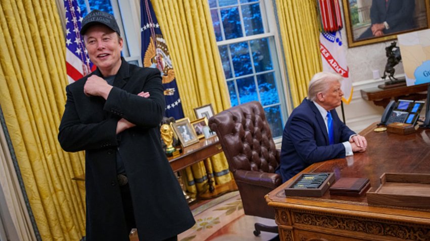 Elon Musk and President Donald Trump in the Oval Office at the White House, Feb. 11, 2025.