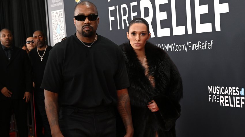 LOS ANGELES, CALIFORNIA – FEBRUARY 02: (FOR EDITORIAL USE ONLY) (L-R) Kanye West and Bianca Censori attend the 67th GRAMMY Awards on February 02, 2025 in Los Angeles, California. (Photo by Jon Kopaloff/WireImage)