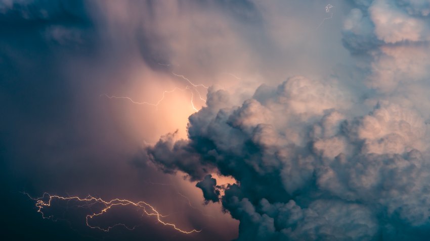 Detail of a cumulonimbus cloud with strong electrical activity during a storm