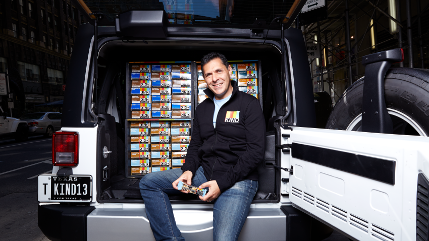 Daniel Lubetzky with KIND Jeep in Midtown, NYC.