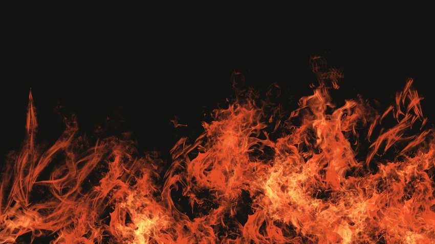 Flames close up on a black background