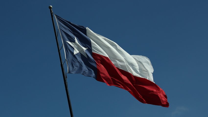Texan flag is seen in Texas, United States on October 21, 2025. (Photo by Jakub Porzycki/NurPhoto via Getty Images)