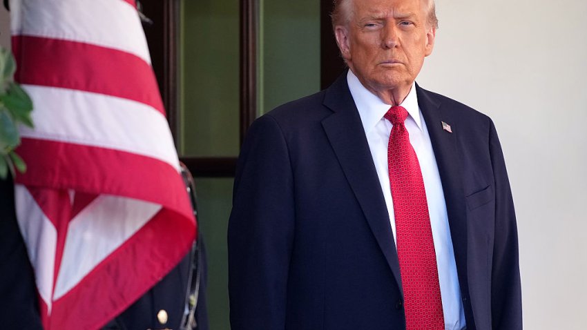 WASHINGTON, DC – OCTOBER 20: U.S. President Donald Trump waits for the arrival of Prime Minister of Australia Anthony Albanese  at the White House on October 20, 2025 in Washington, DC. Albanese is visiting the U.S. Capital to meet with President Trump and later visit the Pentagon. (Photo by Kevin Dietsch/Getty Images)